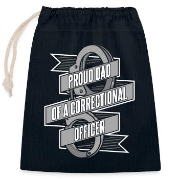 Fier papa d’un agent correctionnel des services correctionnels - Sac cadeau en coton avec cordon (25 x 30 cm) - bleu marine - Devant
