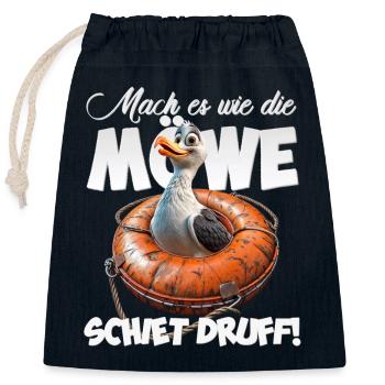 Naughty seagull #lovely toons - Closable cotton gift bag (25x30cm) - navy - Front