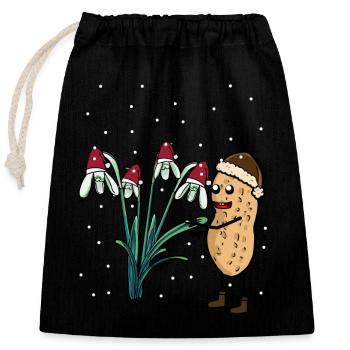 Erdnuss Frühling Schnee Garten Blumen Frost - Verschließbarer Geschenkbeutel aus Baumwolle (25x30cm) - Schwarz - Vorne