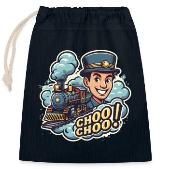 LOCOMOTIVE - Closable cotton gift bag (25x30cm) - navy - Front