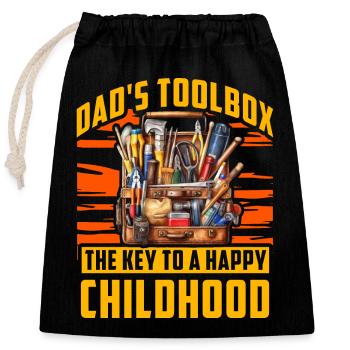 Dad's Toolbox the key to a happy childhood - Closable cotton gift bag (25x30cm) - black - Front