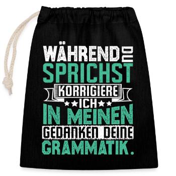 Dictons amusants - Sac cadeau en coton avec cordon (25 x 30 cm) - noir - Devant