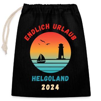 Helgoland Urlaub 2024 Nordsee Idee - Verschließbarer Geschenkbeutel aus Baumwolle (25x30cm) - Schwarz - Vorne