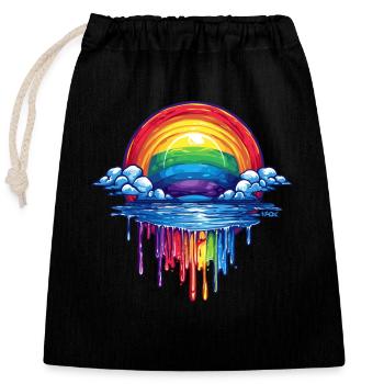 Cloud & Rainbow Portal - Closable cotton gift bag (25x30cm) - black - Front