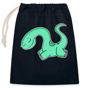 Dino Motif Dinosaur Green - Closable cotton gift bag (25x30cm) - navy - Front