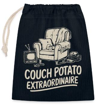 COUCH POTATO DER EXTRAKLASSE - Verschließbarer Geschenkbeutel aus Baumwolle (25x30cm) - Navy - Vorne