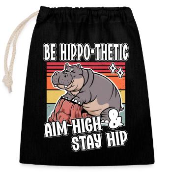 Être hippopotame viser haut rester hanche drôle hippopotame - Sac cadeau en coton avec cordon (25 x 30 cm) - noir - Devant