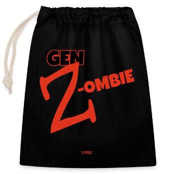 Zombie des zombies de la génération Z - Sac cadeau en coton avec cordon (25 x 30 cm) - noir - Devant