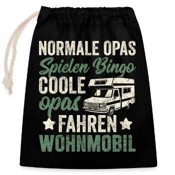 Lustig Opa Wohnmobil Bingo - Verschließbarer Geschenkbeutel aus Baumwolle (25x30cm) - Schwarz - Vorne
