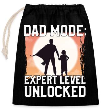 Mode papa Niveau expert débloqué - Sac cadeau en coton avec cordon (25 x 30 cm) - noir - Devant