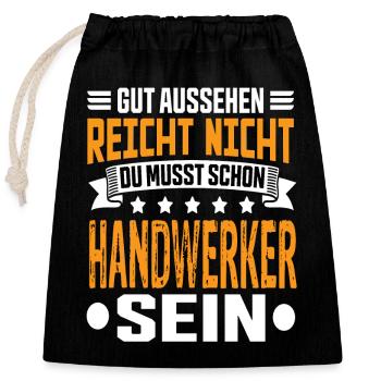 Handwerker - Verschließbarer Geschenkbeutel aus Baumwolle (25x30cm) - Schwarz - Vorne