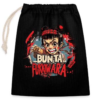 Japan Phantasie Anime Parodie: Bunta Fukkiwara - Verschließbarer Geschenkbeutel aus Baumwolle (25x30cm) - Schwarz - Vorne
