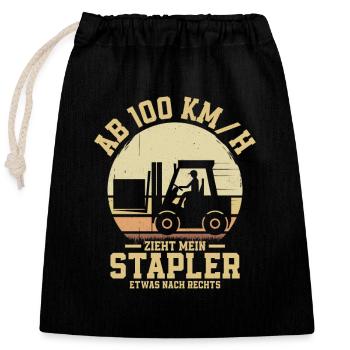 Métier de cariste Forklift Profession - Sac cadeau en coton avec cordon (25 x 30 cm) - noir - Devant