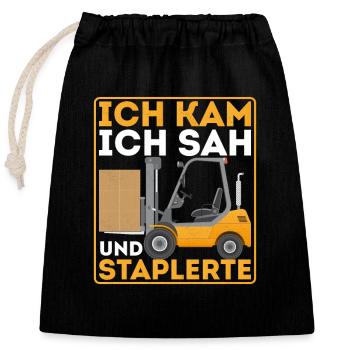 Gabelstaplerfahrer Logistik Lager - Verschließbarer Geschenkbeutel aus Baumwolle (25x30cm) - Schwarz - Vorne