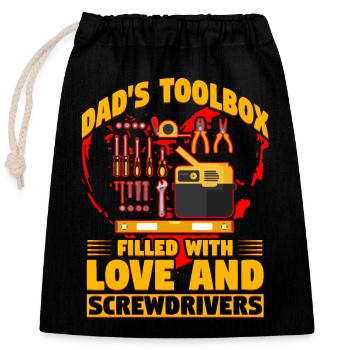 Dad's Toolbox filled with Love and Screwdrivers - Closable cotton gift bag (25x30cm) - black - Front