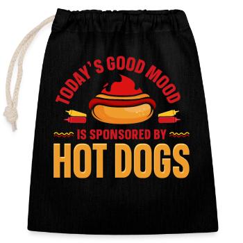 Hot Dog Adult Today's Good Mood Is - Closable cotton gift bag (25x30cm) - black - Front