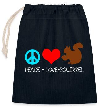 Paix Amour Écureuils Cool Chipmunks Amoureux des animaux - Sac cadeau en coton avec cordon (25 x 30 cm) - bleu marine - Devant