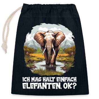 Elefanten Elefant - Verschließbarer Geschenkbeutel aus Baumwolle (25x30cm) - Navy - Vorne