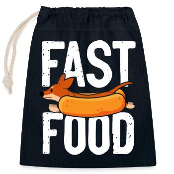 Hot Dog Adult Pun Viennese Fast Food - Closable cotton gift bag (25x30cm) - navy - Front