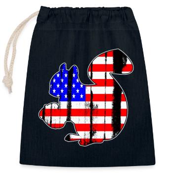 États-Unis Drapeau américain Écureuil Chipmunks Amoureux des animaux - Sac cadeau en coton avec cordon (25 x 30 cm) - bleu marine - Devant