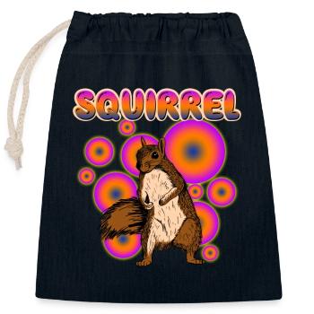 80 ' s Drôle Écureuil Chipmunks Old Style Animal - Sac cadeau en coton avec cordon (25 x 30 cm) - bleu marine - Devant