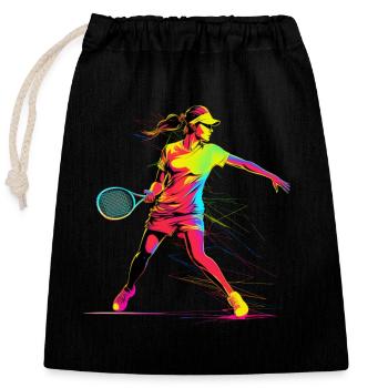 Tennis Girls Retrowave - Closable cotton gift bag (25x30cm) - black - Front