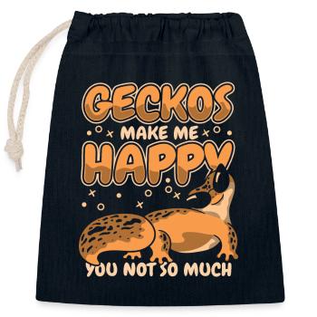 Geckos Me Rendre Heureux Lézard Gekkota À Crête - Sac cadeau en coton avec cordon (25 x 30 cm) - bleu marine - Devant