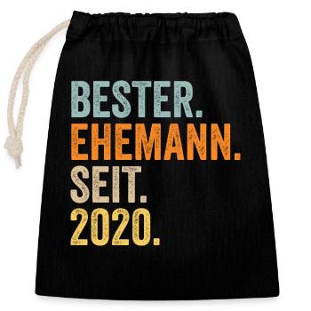 Meilleur mari de la Saint-Valentin depuis 2020 - Sac cadeau en coton avec cordon (25 x 30 cm) - noir - Devant