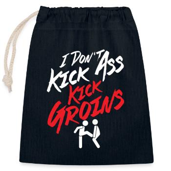 I Don't Kick Ass Kick Groins Martial Arts Krav Mag - Closable cotton gift bag (25x30cm) - navy - Front