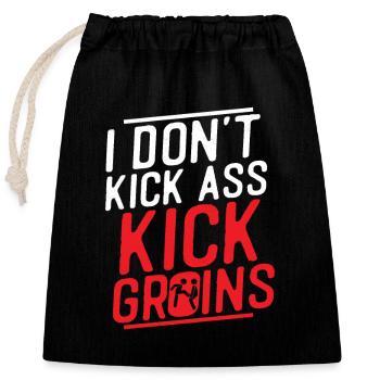 Je ne donne pas de coups de pied au cul à l’aine en m’entraînant au Krav Maga Ma - Sac cadeau en coton avec cordon (25 x 30 cm) - noir - Devant