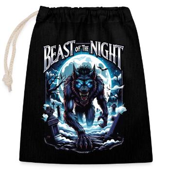 Beast of the Night - Werewolf Design. Spooky, cool - Closable cotton gift bag (25x30cm) - black - Front