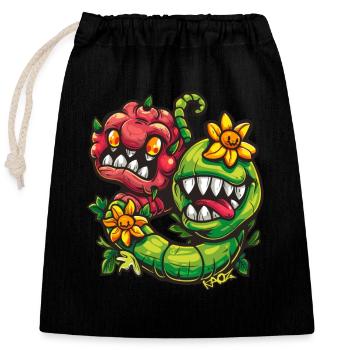 Funny Monster Flowers - Closable cotton gift bag (25x30cm) - black - Front