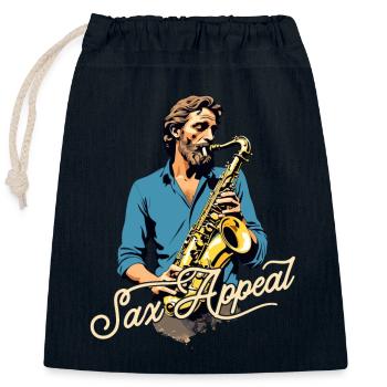 Conception de saxophone amusante pour les amateurs de musique jazz - Sac cadeau en coton avec cordon (25 x 30 cm) - bleu marine - Devant
