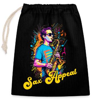 Saxophone Drôle Design Jazz Amateur de musique - Sac cadeau en coton avec cordon (25 x 30 cm) - noir - Devant