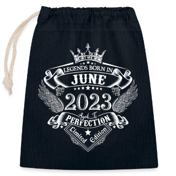 Juni 2023 Geburtstag Juni 2023 Juni Geschenk - Verschließbarer Geschenkbeutel aus Baumwolle (25x30cm) - Navy - Vorne