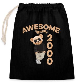 2000 Geburtstag Cool Teddy Bär Awesome since - Verschließbarer Geschenkbeutel aus Baumwolle (25x30cm) - Schwarz - Vorne
