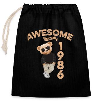 1986 Geburtstag Cool Teddy Bär Awesome since - Verschließbarer Geschenkbeutel aus Baumwolle (25x30cm) - Schwarz - Vorne