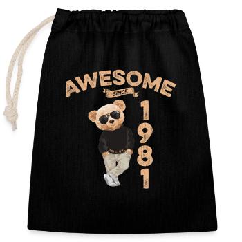 1981 Geburtstag Cool Teddy Bär Awesome since - Verschließbarer Geschenkbeutel aus Baumwolle (25x30cm) - Schwarz - Vorne