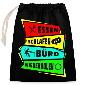 Manger dormir Répétition du bureau - Sac cadeau en coton avec cordon (25 x 30 cm) - noir - Devant