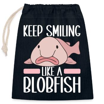 Cute Blob Fish Ugly Fish - Closable cotton gift bag (25x30cm) - navy - Front