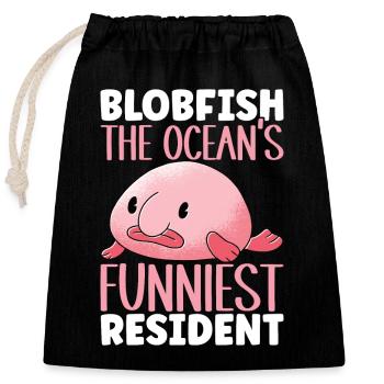 Poisson blob mignon poisson laid - Sac cadeau en coton avec cordon (25 x 30 cm) - noir - Devant
