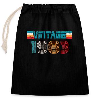 1983 Geburtstag Vintage - Verschließbarer Geschenkbeutel aus Baumwolle (25x30cm) - Schwarz - Vorne