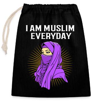 Muslim Islam Moslem Muslima Eid Mubarak - Closable cotton gift bag (25x30cm) - black - Front