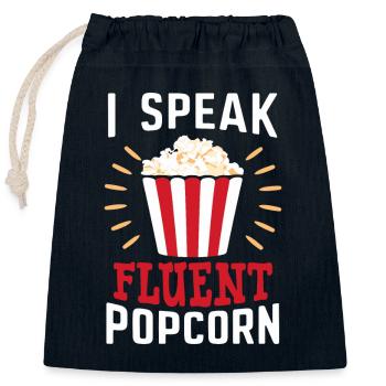 Funny popcorn saying, binge-watching popcorn - Closable cotton gift bag (25x30cm) - navy - Front