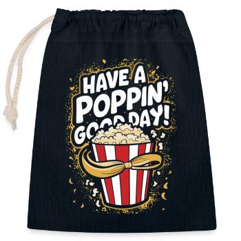Funny popcorn saying, binge-watching popcorn - Closable cotton gift bag (25x30cm) - navy - Front