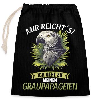 Graupapageien Graupapagei - Verschließbarer Geschenkbeutel aus Baumwolle (25x30cm) - Schwarz - Vorne