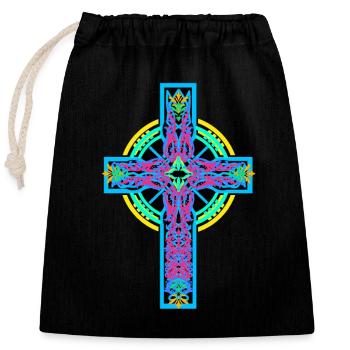 Croix Croix Crucifix - Sac cadeau en coton avec cordon (25 x 30 cm) - noir - Devant