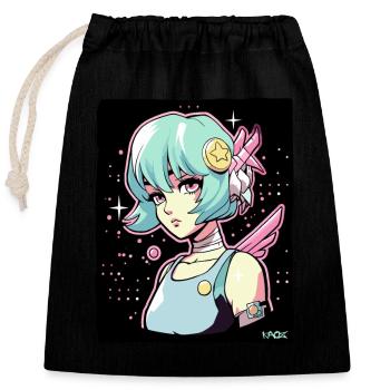 Cool Anime Science-Fi Cyborg Girls - Sac cadeau en coton avec cordon (25 x 30 cm) - noir - Devant