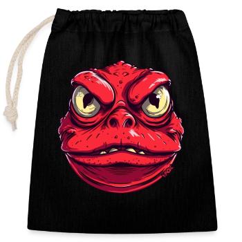 Großes, Fettes, Rotes, Wütendes Kröten Monster - Verschließbarer Geschenkbeutel aus Baumwolle (25x30cm) - Schwarz - Vorne