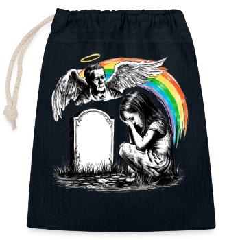 Deuil Papa Fille Grave Ange - Sac cadeau en coton avec cordon (25 x 30 cm) - bleu marine - Devant